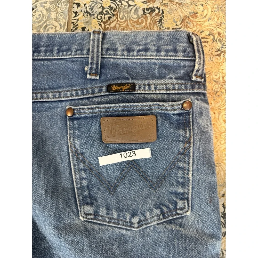 Wrangler Jeans Mens 35x32 Blue Relaxed Bootcut Western Cowboy Denim Pants 936PWD